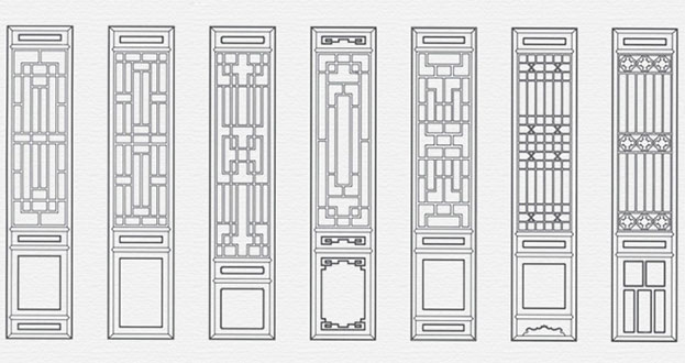 酒泉常用中式仿古花窗图案隔断设计图