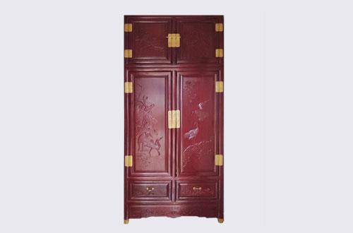 酒泉高端中式家居装修深红色纯实木衣柜