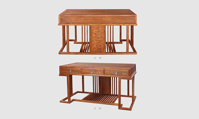 酒泉 别墅中式家居书房装修实木书桌效果图